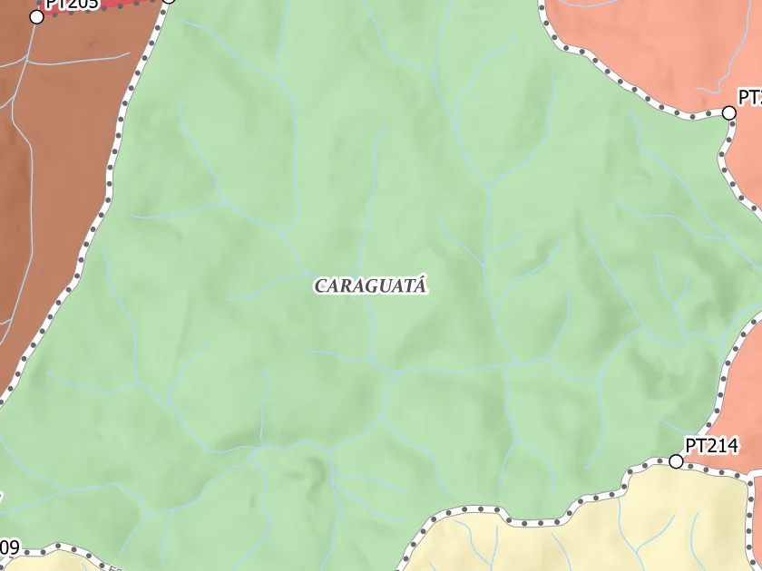 Mapa municipal de Caraguatá, Campina Grande do Sul. Recorte centrado no rótulo do bairro no Anexo II. Não mostra necessariamente todo o perímetro. Mapa de dezembro de 2025 incorporado à lei de 2026; a legenda original utiliza “Bairros Propostos”. Elaboração URBTEC / Prefeitura de Campina Grande do Sul. Créditos de camadas: Esri, NASA, NGA, USGS e Earthstar Geographics, conforme a prancha. Consulte o PDF integral para limites e escalas.