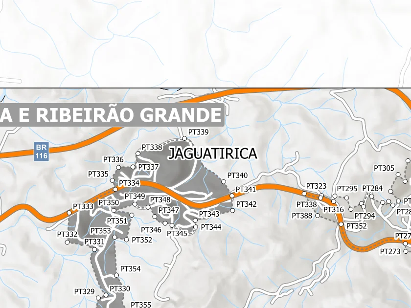Mapa municipal de Jaguatirica, Campina Grande do Sul. Recorte centrado no rótulo do bairro no Anexo II. Não mostra necessariamente todo o perímetro. Mapa de dezembro de 2025 incorporado à lei de 2026; a legenda original utiliza “Bairros Propostos”. Elaboração URBTEC / Prefeitura de Campina Grande do Sul. Créditos de camadas: Esri, NASA, NGA, USGS e Earthstar Geographics, conforme a prancha. Consulte o PDF integral para limites e escalas.