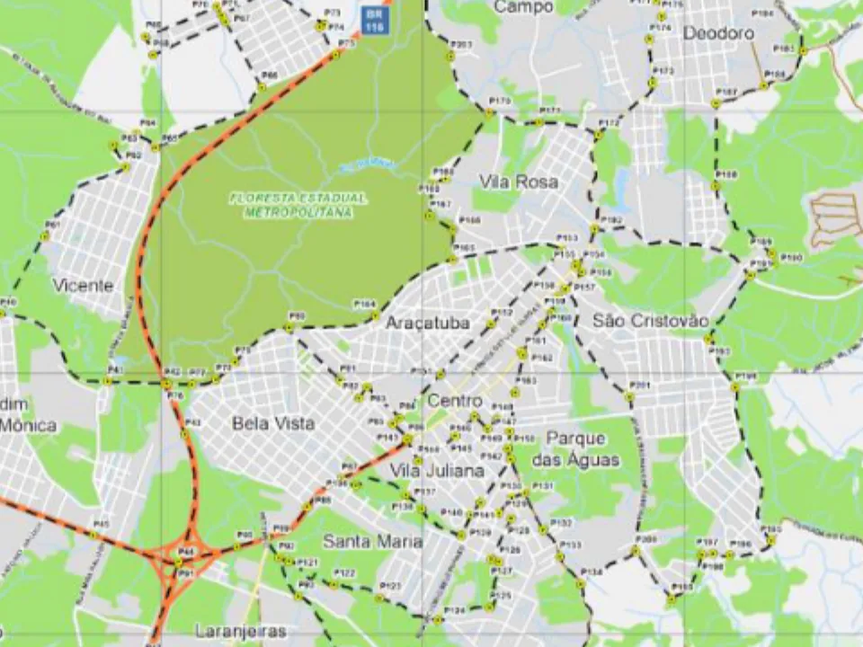 Mapa municipal de Araçatuba, Piraquara. Recorte do mapa municipal do Anexo VII, centrado no rótulo do bairro. Pode não conter todo o perímetro. O mapa conserva a legenda histórica de proposta, incorporada à lei de 2026. Consulte o original para limites completos. Fonte: Prefeitura de Piraquara / URBTEC.